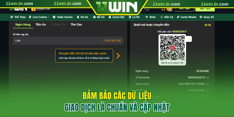 Đảm bảo các dữ liệu giao dịch là chuẩn và cập nhật